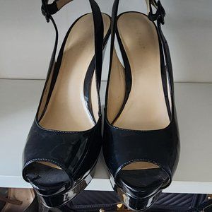 Nine West Black Wedge Platform, Wedge, Heels Size 10 Patent